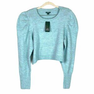 🟣🟣🟣 WILD FABLE Women's Size Large Mint Green Ruched Sleeve Cropped Sweater